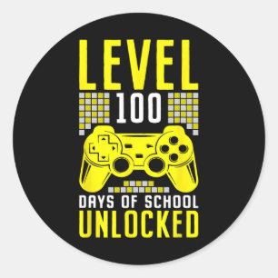 Video Gamer Student 100th Day Teacher 100 Days Of  Classic Round Sticker