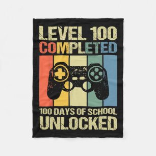 Video Gamer Student 100th Day Teacher 100 Days Of Fleece Blanket