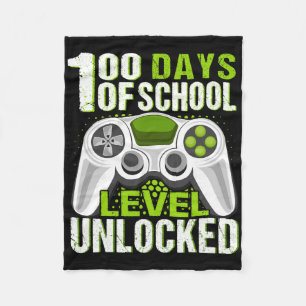 Video Gamer Student 100th Day Teacher 100 Days Of  Fleece Blanket