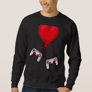 Video Gamer Valentines Day  Gamer Heart With Contr Sweatshirt