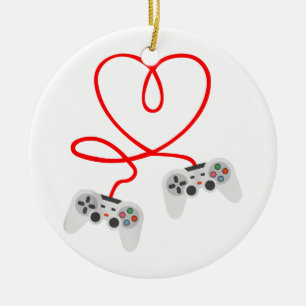 Video Gamer Valentines Day T-Shirt With Controller Ceramic Tree Decoration