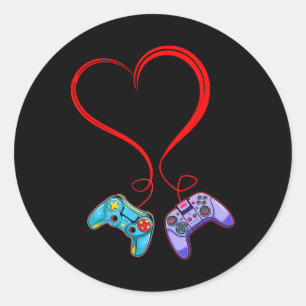 Video Gamer Valentines Day Video Game Controller H Classic Round Sticker