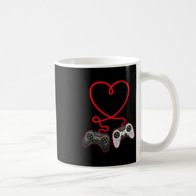 Video Gamer Valentines Day With Controllers Heart  Coffee Mug (Right)