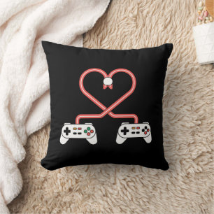 Video Gamer Valentines Day With Controllers Heart Cushion