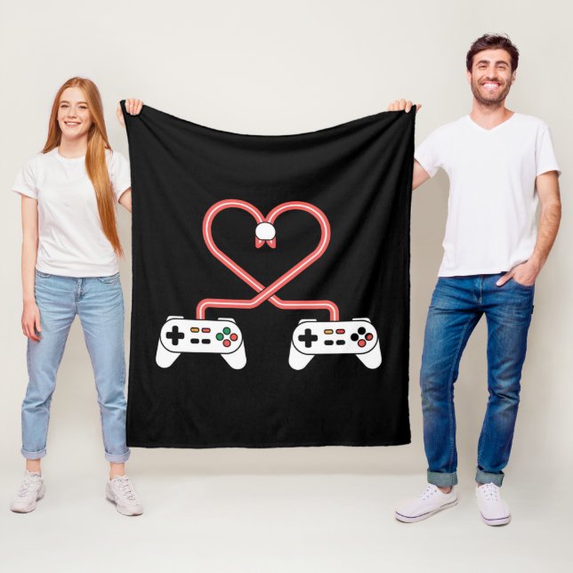 Video Gamer Valentines Day With Controllers Heart  Fleece Blanket (In Situ)