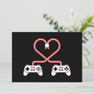 Video Gamer Valentines Day With Controllers Heart Holiday Card