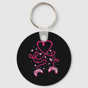 Video Gamer Valentines Day With Controllers Heart Key Ring