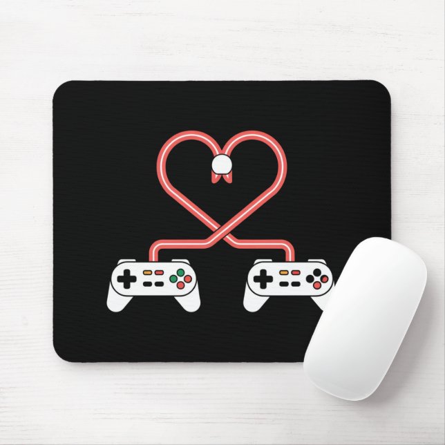 Video Gamer Valentines Day With Controllers Heart  Mouse Pad (With Mouse)