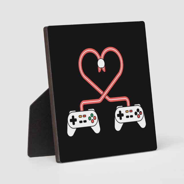 Video Gamer Valentines Day With Controllers Heart  Plaque (Front)