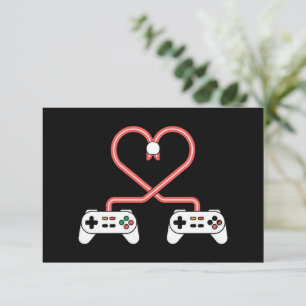 Video Gamer Valentines Day With Controllers Heart Thank You Card