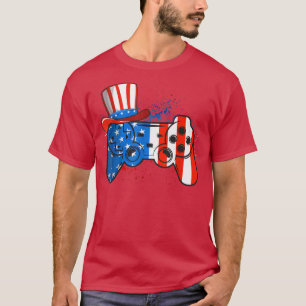 Video Games 4th Of July American Flag Boys Mens Ki T-Shirt