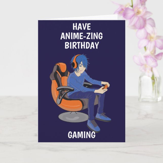 Video Games And Anime Manga Birthday Card (Orchid)