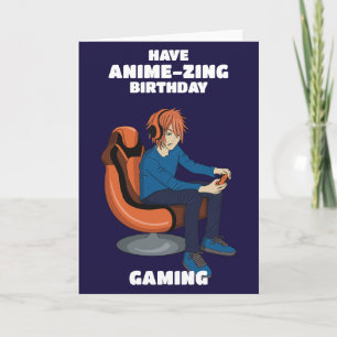 Video Games Anime Gamer Boy Birthday Card