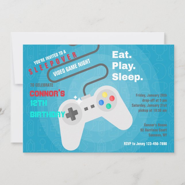 Video Games Birthday Party Invitations (Front)