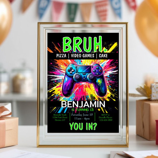 VIDEO GAMES Bruh Birthday Invitation (Creator Uploaded)