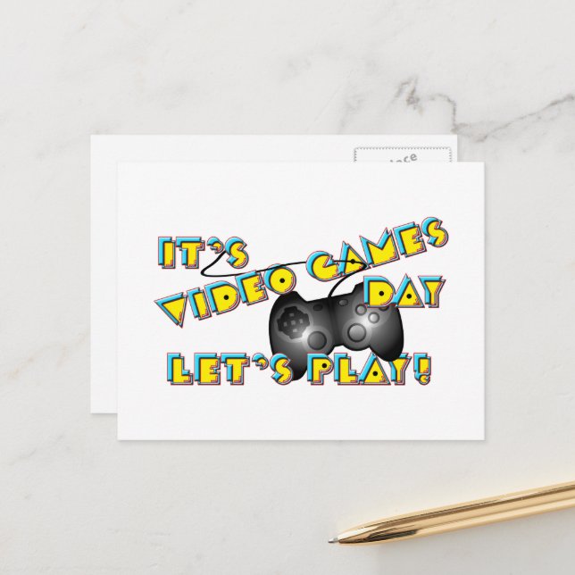 Video Games Day Postcard (Front/Back In Situ)