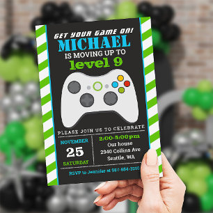 Video games invitation, gaming party birthday invitation