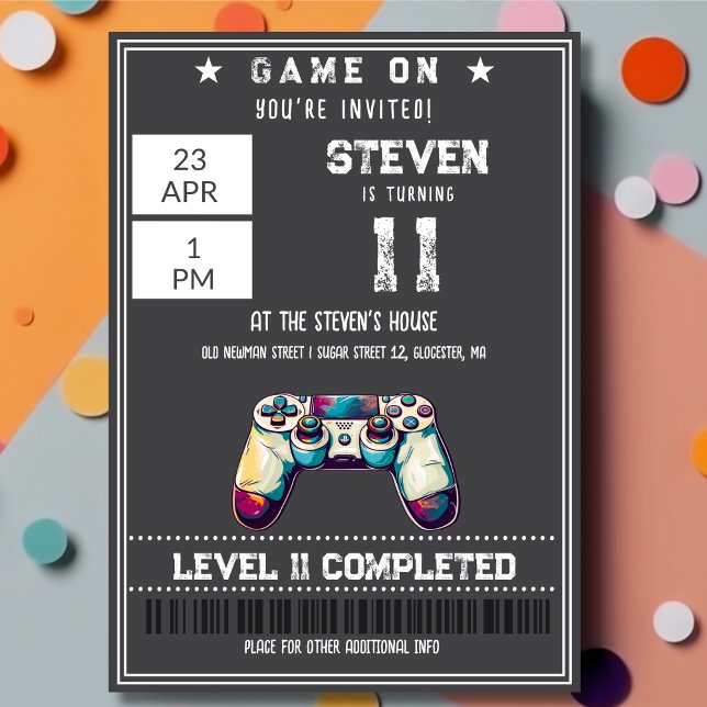Video games kids birthday invitation (Creator Uploaded)