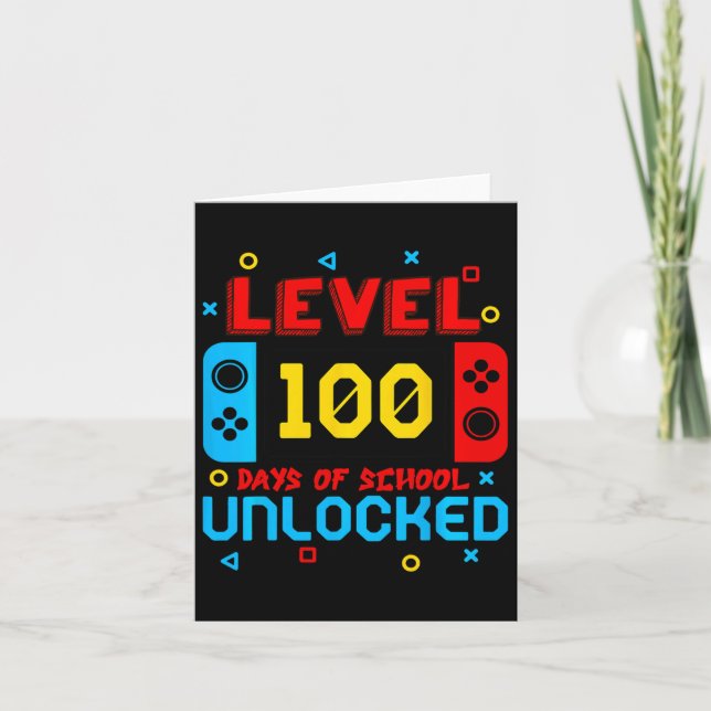 Video Games Level 100 Days Of School Unlocked Game Card (Front)