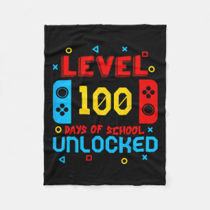 Video Games Level 100 Days Of School Unlocked Game Fleece Blanket