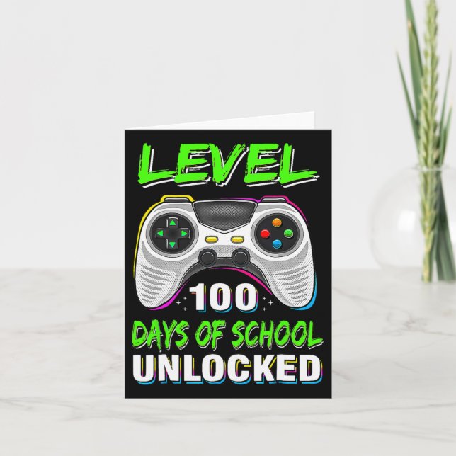 Video Games Level 100 Days Of School Unlocked Stud Card (Front)