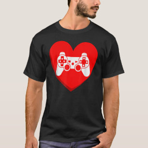 Video Games Love Heart Controller Gamer Mens Boys  T-Shirt