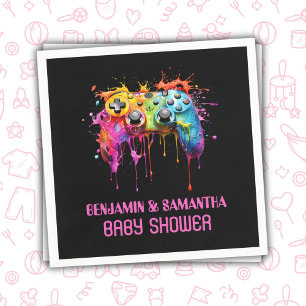 Video Games Pink Girl Baby Shower Napkin