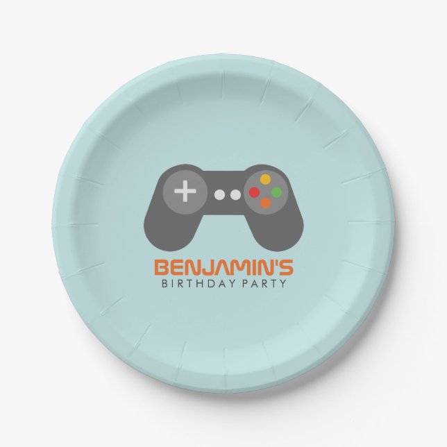 Video Games Themed Birthday Party Paper Plate (Front)