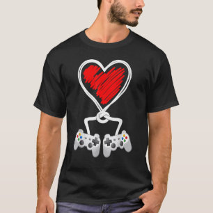 Video Games Valentines Day Heart Controllers Gamer T-Shirt