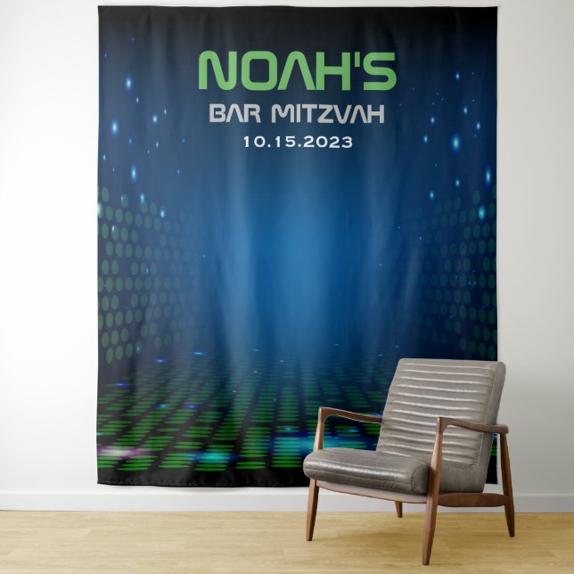 VIDEO GAMING Bar Mitzvah Photo Booth Backdrop Tapestry (In Situ)