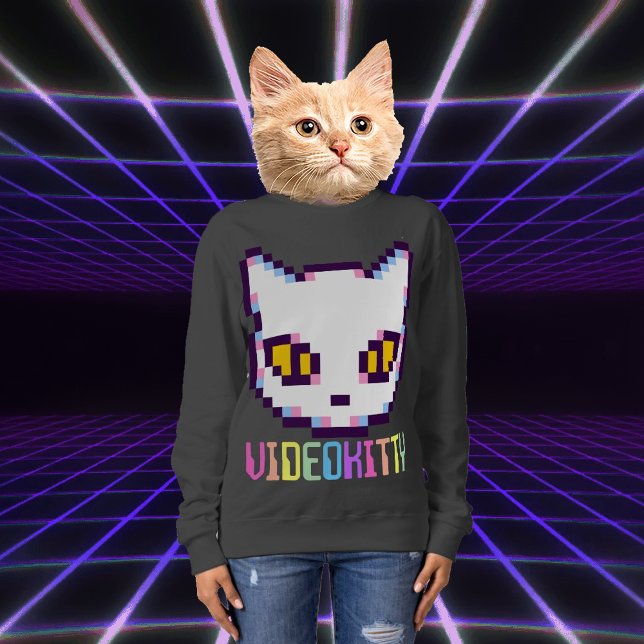 VIDEO KITTY CAT PIXEL ART SWEATSHIRT (Creator Uploaded)