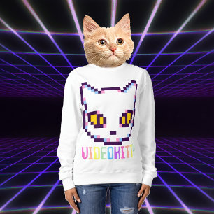 VIDEO KITTY CAT PIXEL ART SWEATSHIRT