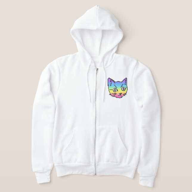 VIDEO KITTY CAT PIXEL ART ZIP HOODIE (Laydown)