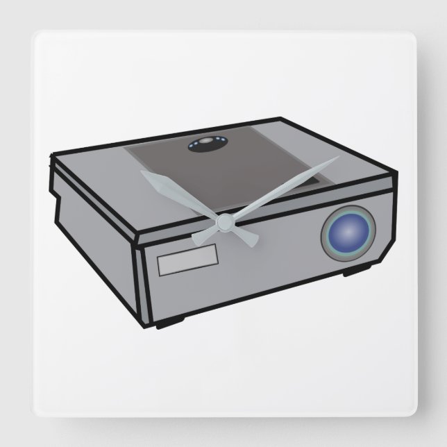 Video projector square wall clock (Front)