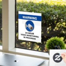 Video Surveillance 24 Hour Security Sign - Blue