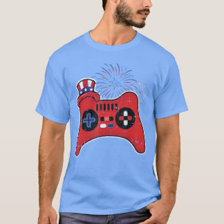 VideoGame Controller 4th Of July Heart American Fl T-Shirt