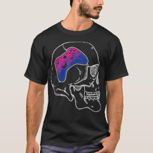 VideoGame Controller Bisexual Pride Skull Proud LG T-Shirt