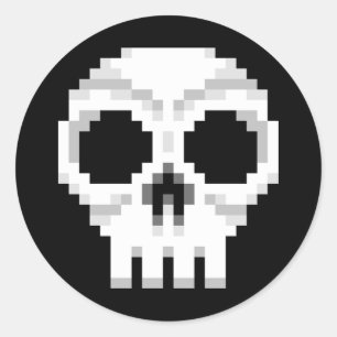 Videogame Death Skull - Pixel Art Classic Round Sticker