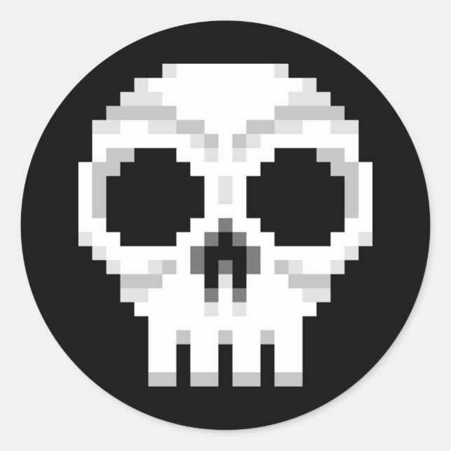 Videogame Death Skull - Pixel Art Classic Round Sticker (Front)