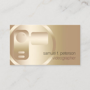 Videographer Elegant Gold Video Strip Icon Business Card