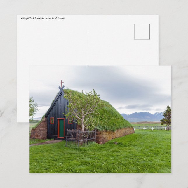 Vidimyri Turf Church in the north of Iceland Postcard (Front/Back)