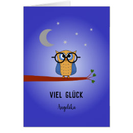 Viel gluck good luck personalised academic owl