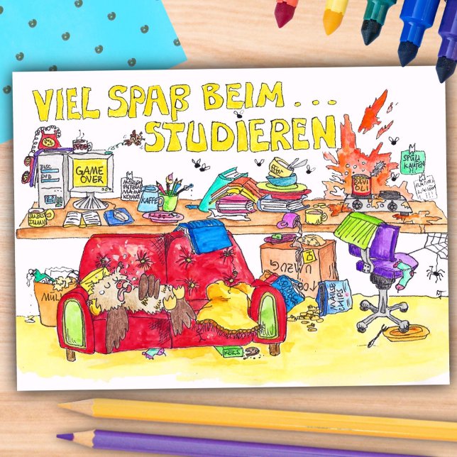 VIEL SPASS BEIM STUDIEREN postcard by Nicole Janes (Creator Uploaded)