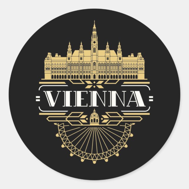 Vienna Austria Art Deco Aesthetic Souvenir Classic Round Sticker (Front)