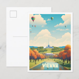 Vienna Austria Art Vintage Travel Illustration Postcard