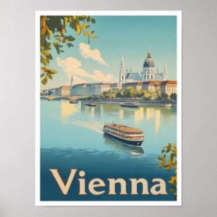 Vienna Austria Art Vintage Travel Illustration Poster