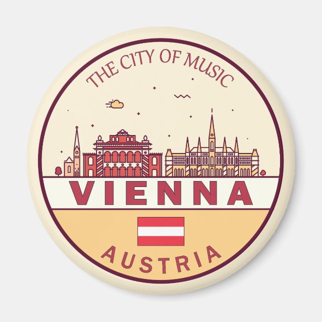 Vienna Austria City Skyline Emblem Magnet (Front)