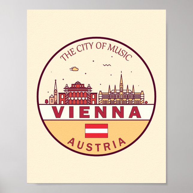 Vienna Austria City Skyline Emblem Poster (Front)