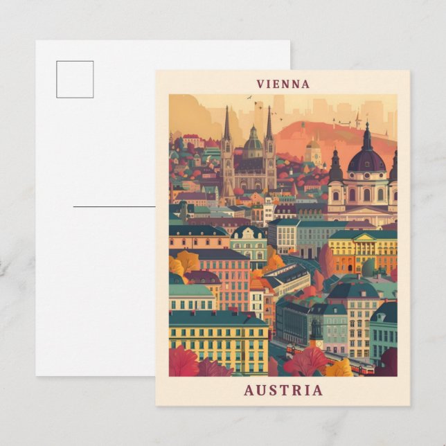 Vienna Austria Elegant Art Vintage Travel Postcard (Front/Back)