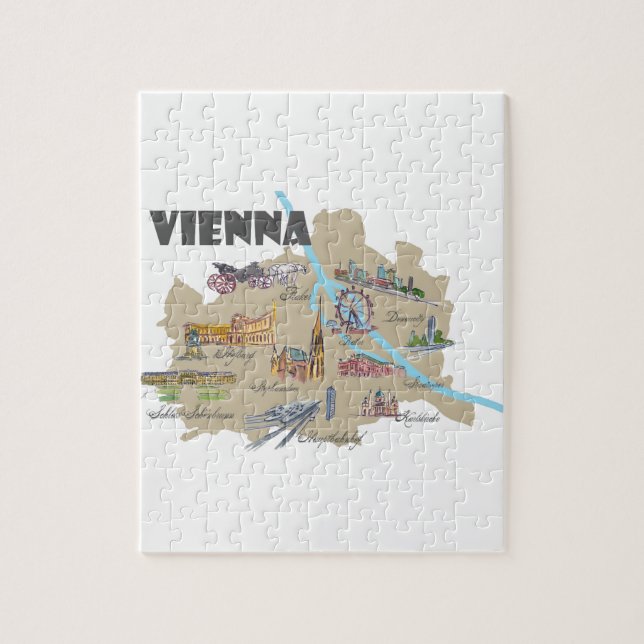 Vienna Austria Map Overview Jigsaw Puzzle (Vertical)